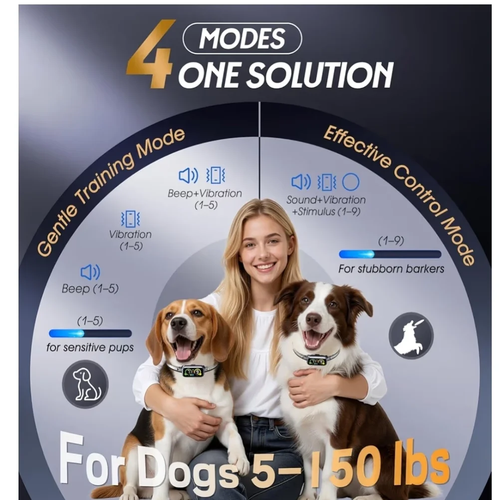 Dog Bark Collar Pro, Instant Bark Solution, Smart Anti Barking Device